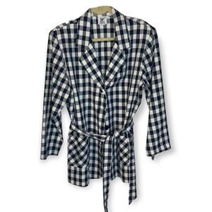 Vintage 1990s Blue & White Maggie Lawrence Belted Blazer sz 14 EUC